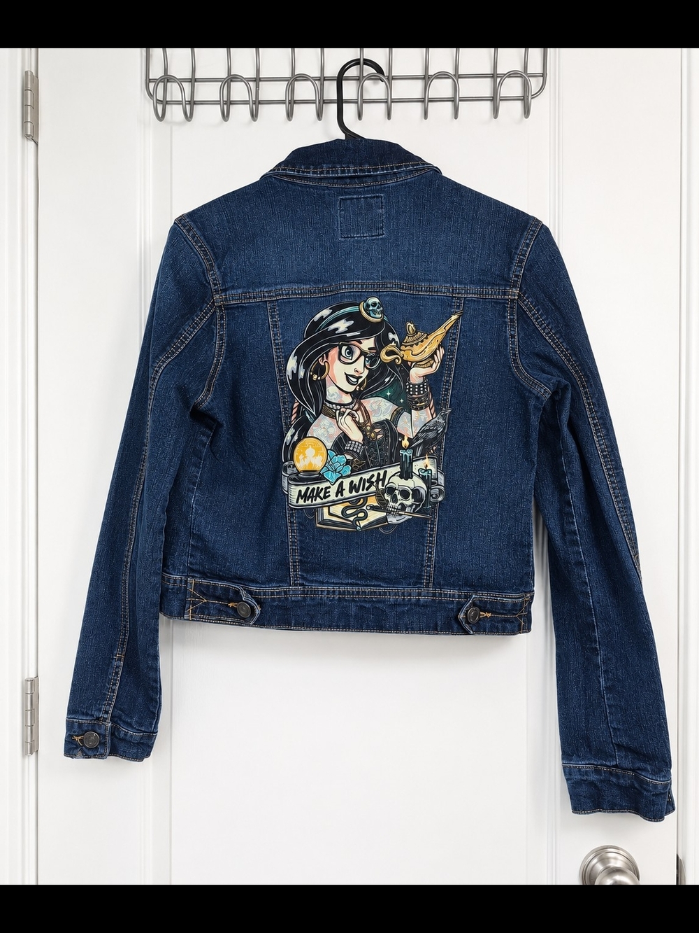 Wax Jean Dark Blue Denim Jacket with Colorful Graphic